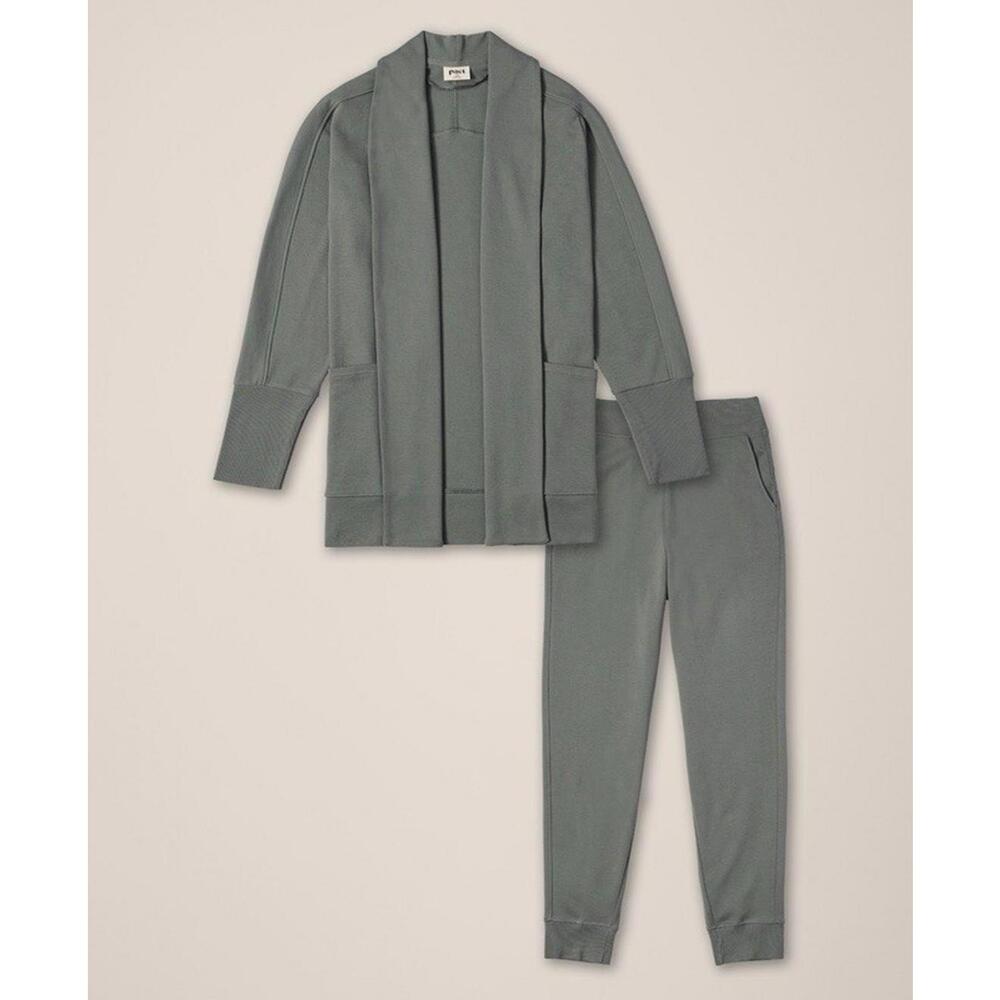 Pact Classic Airplane Set Cardigan + Jogger Castor Green W9ML $168 MSRP L - Picture 7 of 9